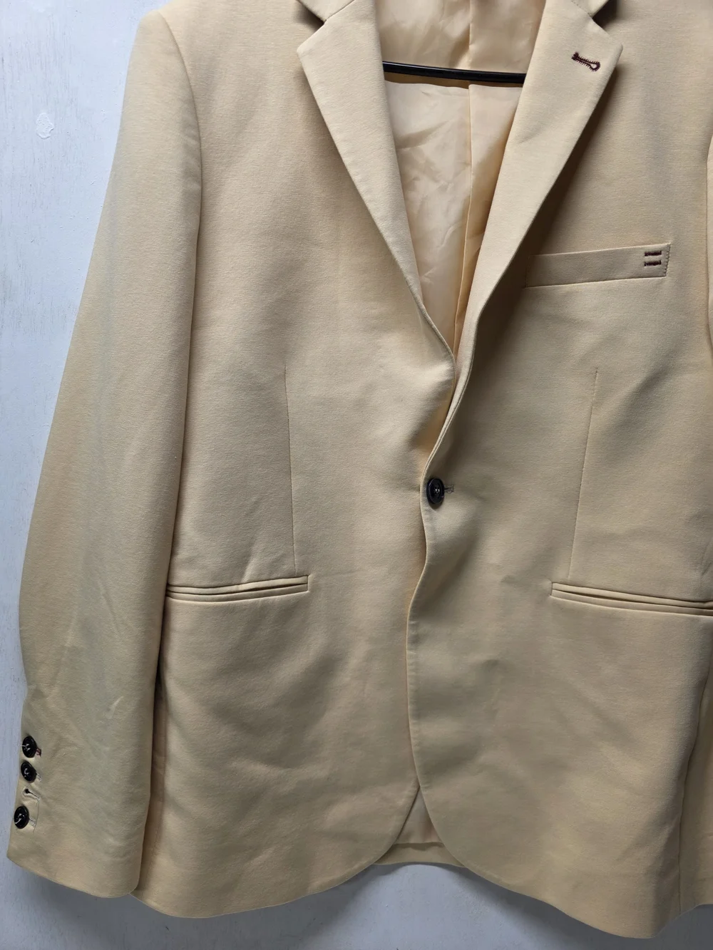 Men's Cream Single-Breasted Sport Coat Blazer - Armina Exclusive - Size 50